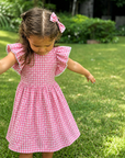Butterfly Wings Dress - Pink Gingham