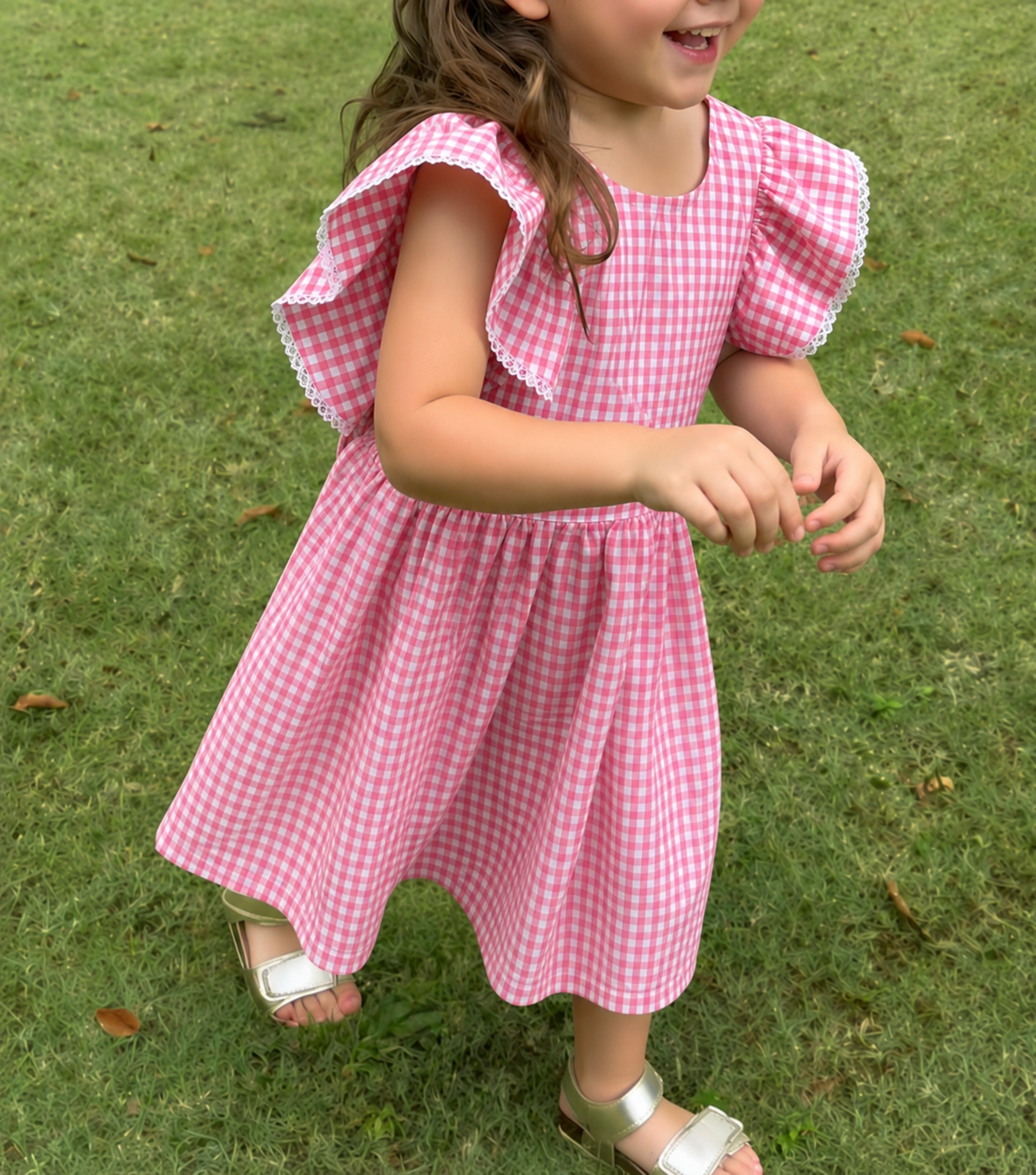 Butterfly Wings Dress - Pink Gingham
