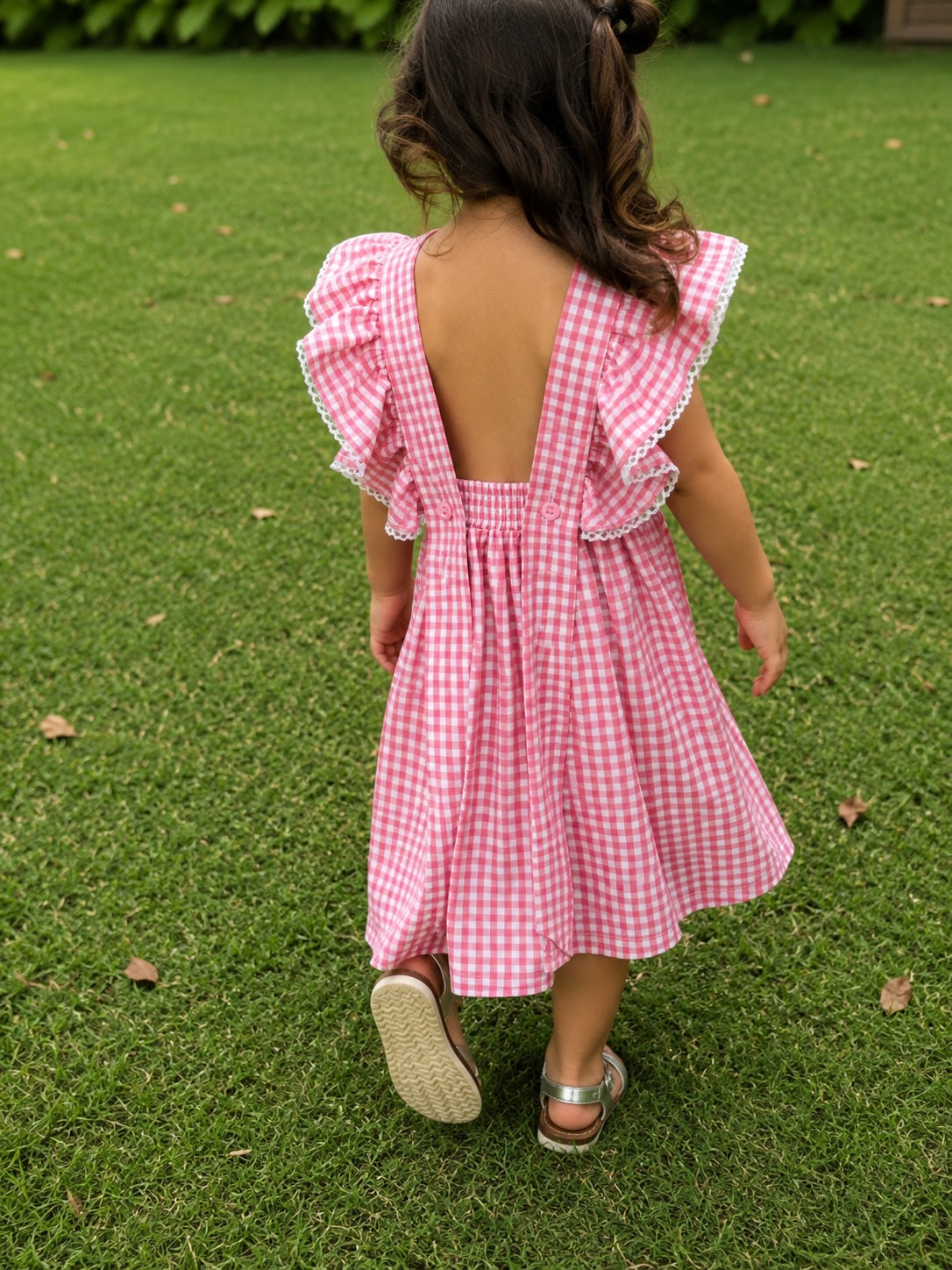Butterfly Wings Dress - Pink Gingham