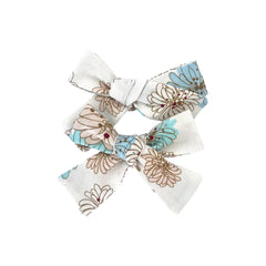 White with Blue Flower Small Bow